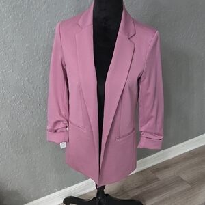 Vibrant Pink Blazer with Notched Lapels and Relaxed Fit